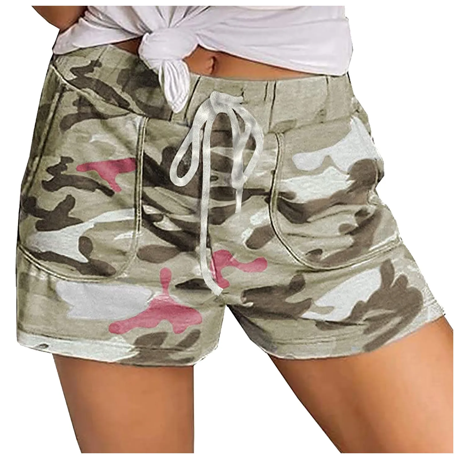 Mallas de entrenamiento Sexy para mujer, pantalones cómodos de camuflaje con cordón, cintura elástica, bolsillos, informales, para playa, elásticos talla 2021 - AliExpress