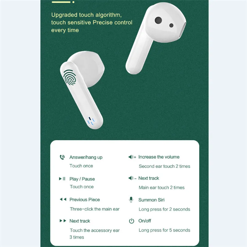 Tws Wireless Headphones Earphone Bluetooth 5 0 Headset HiFi Dual Stereo Mini Touch Sports Wireless Earbud For iOS Android