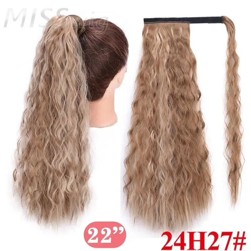 MERISI волосы 22 дюймов длинные кудрявые конский хвост шиньон синтетический обруч вокруг волос для женщин поддельные волосы термостойкие