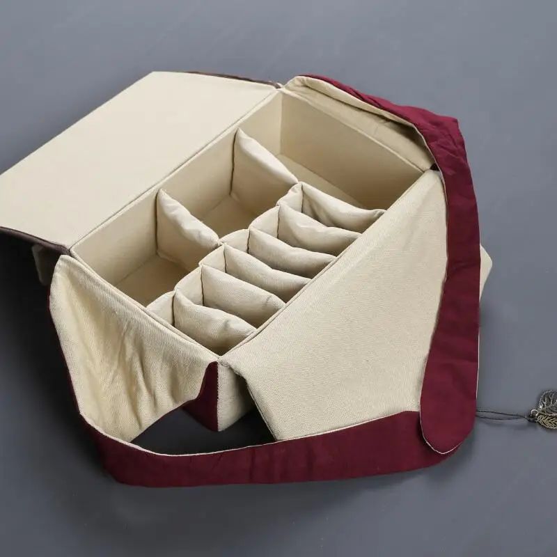 Portable Outdoor Travel Camp Teaware Storage Bag Handmade Linen Cloth Quick Cup Tea Cozies Handbag For Teapot Tea Tray LA447 tea storage bags