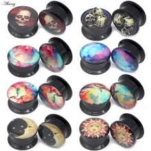 Alisouy, новинка, 2 шт., акриловый УФ винт, логотип, ушные датчики, пробки, расширители, серьги, растягивающийся набор, пирсинг, ювелирные изделия для тела, тоннели