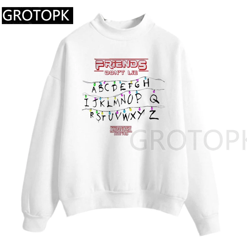 

Funny Sweatershirt for Women Stranger Things Female Sweatershirt Friend Don't Lie Letter Print Tops Autumn O-neck Hot Tv Series