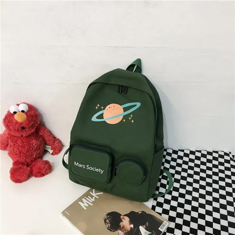 Женский рюкзак, сумки на плечо, новинка, Модный женский повседневный элегантный дизайн, вышивка, Сатурн, Вселенная, мягкий рюкзак на молнии - Цвет: Зеленый