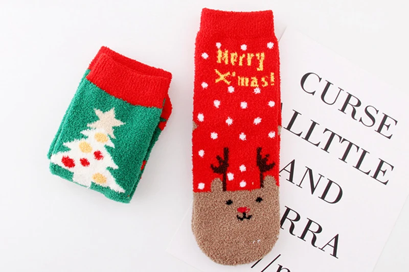 Женские хлопковые носки милые разноцветные забавные носки с героями мультфильмов кавайные носки кораллового цвета Носки с рисунком лося Рождественский подарок для девочек# F