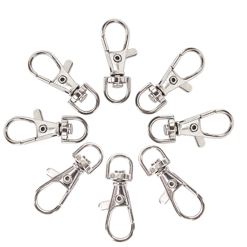 10Pcs Silver Swivel Lobster Clasp Clips KeychainKey Ring Key Hook Split Findings Clasps For Keychains Making 35mm | Украшения и