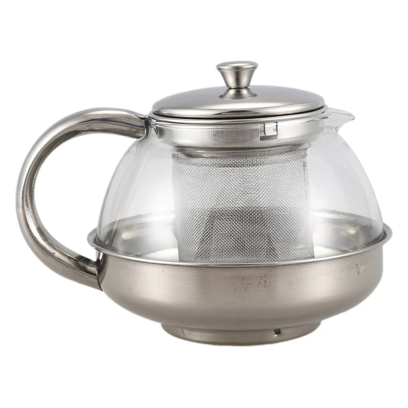 

600ml Stainless Glass Teapot Loose Infuser Coffee Tea Leaf Herbal Decor