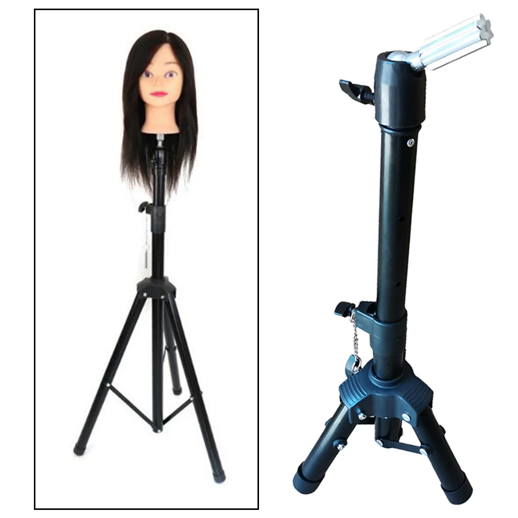 Wig PVC Mannequin Head + Multifunction Adjustable Tripod Doll Manikin Stand