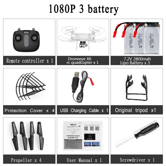 white 1080P 3Battery Радиоуправляемый Дрон Квадрокоптер с 1080P Wifi FPV Вертолет камеры 20-25 мин Время полета Профессиональный Дрон 720p Квадрокоптер Дрон - Цвет: white 1080P 3Battery