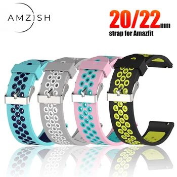 

amzish 20/22mm Soft Silicon Wrist Strap For Huami Amazfit Bip GTS GTR Strap Sport Waterproof Bracelet For Smart Watchband