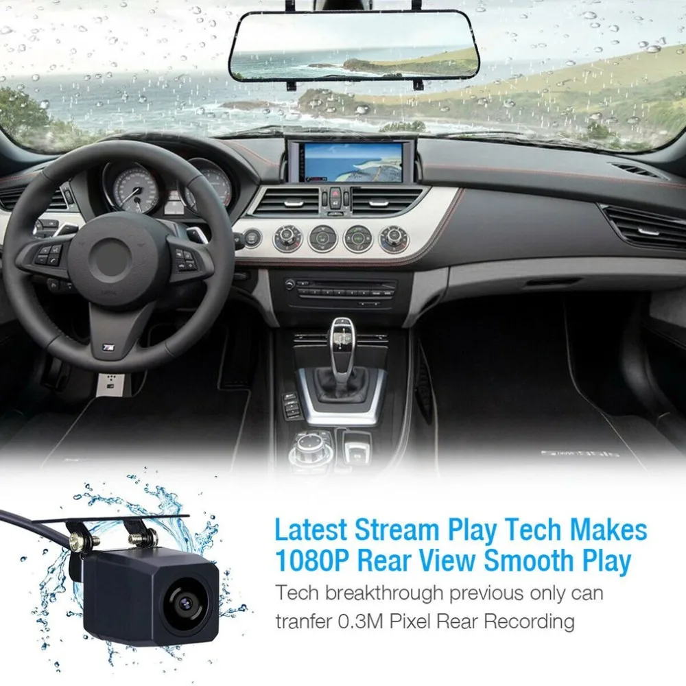 10 дюймов HD 1080P Двойной объектив Видеорегистраторы для автомобилей Dash Cam видео Камера Регистраторы Зеркало заднего вида Видеорегистраторы для автомобилей Gps навигатор для грузовиков автомобильный Стайлинг