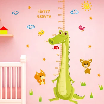 

Cartoon Wall Stickers Crocodile Baby Kids Growth Chart Measurement Height Foot Sticker Room Bedroom Decor Decals