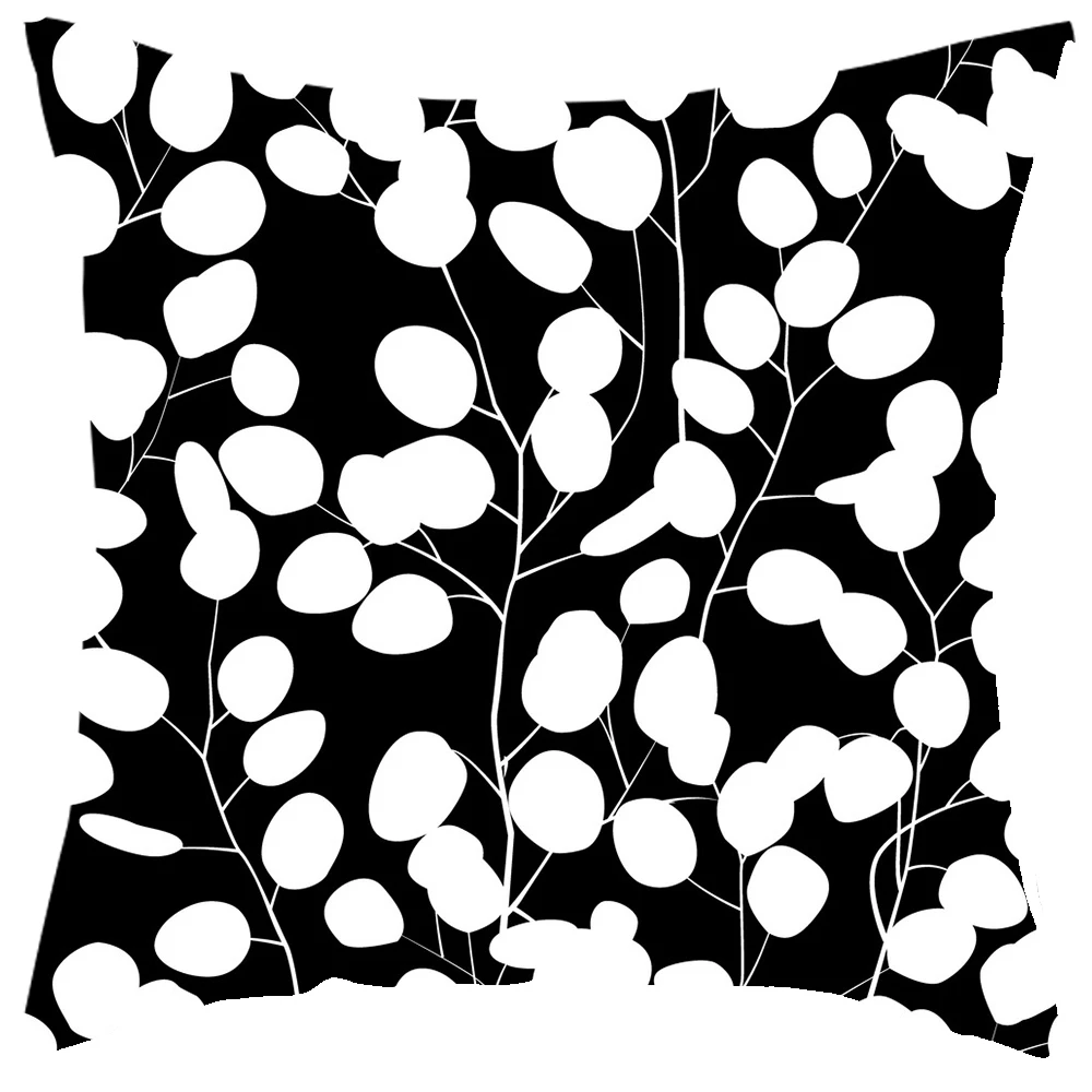 Boniu Геометрическая наволочка с цветами наволочка черный и белый полиэстер 45*45 см наволочка декоративная для дома - Цвет: PC0102-1
