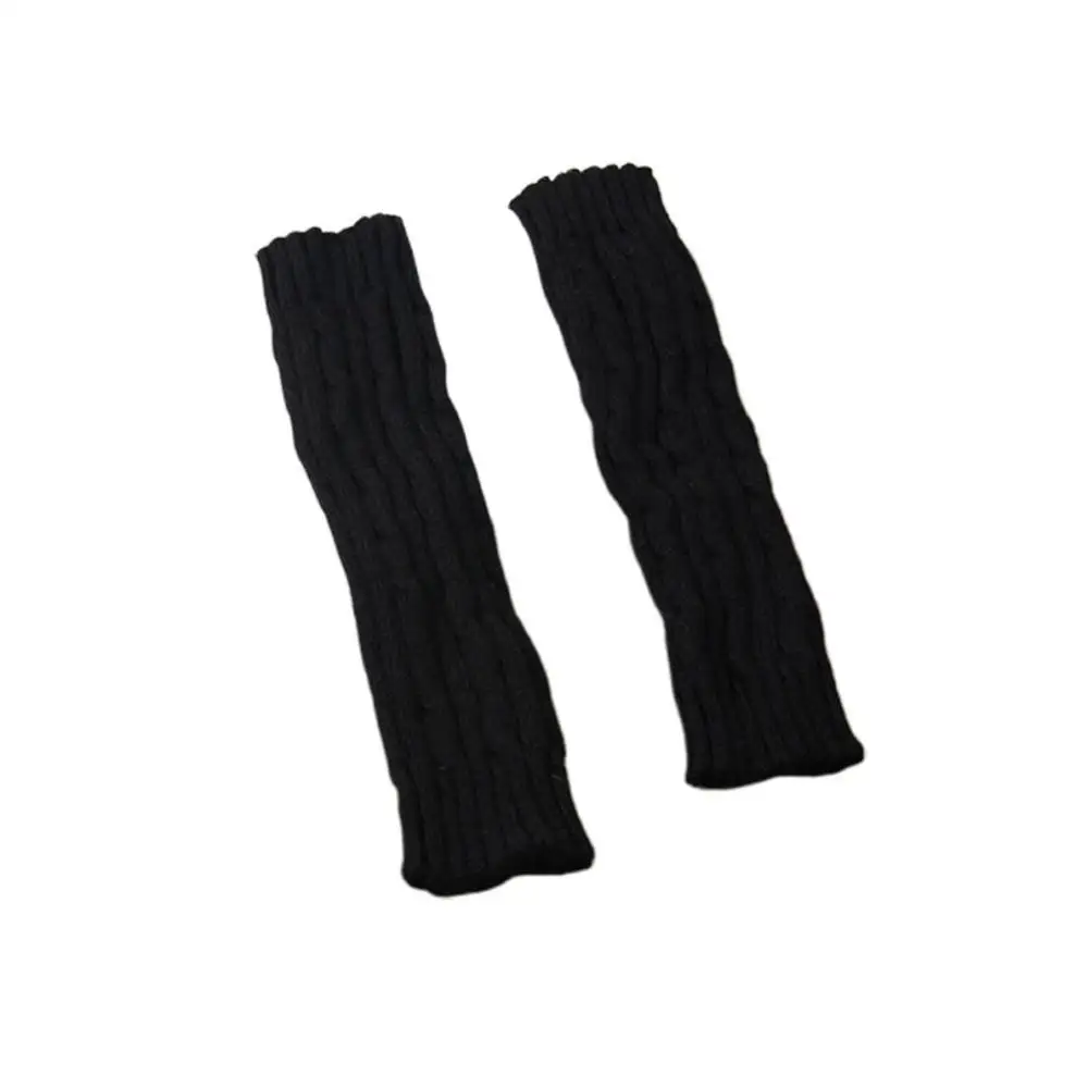 Black Gloves Женские зимние наручные руки теплые вязаные длинные перчатки без пальцев конопляные Цветы Длинные вязаные перчатки, варежки без пальцев - Цвет: Black Gloves