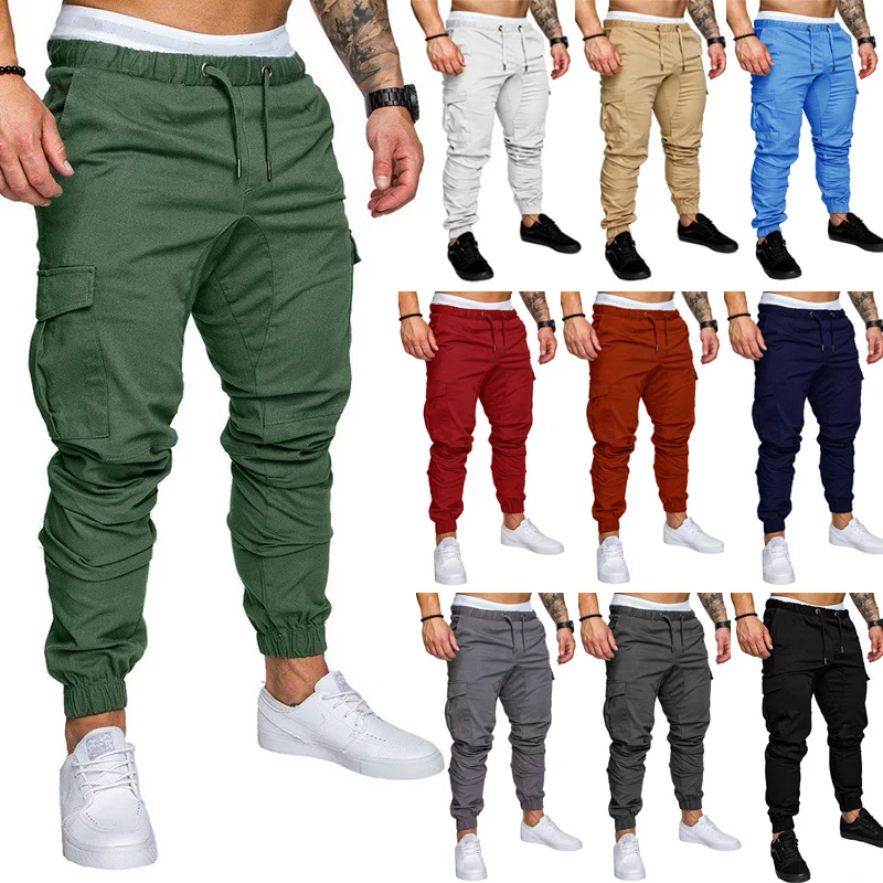 Новые модные спортивные штаны, Мужские Jogger штаны похудания форма брюки повседневные брюки с эластичным поясом Мужские штаны длинные брюки