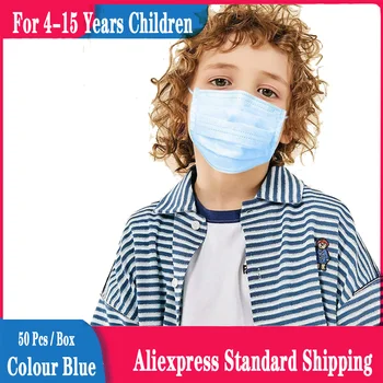

Children Disposable Face Mask Anti Dust School Kids Daily Outdoor Protection Mouth Masks 3 Layer EarLoop Blue Face Shield