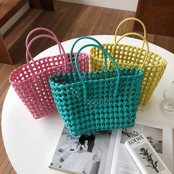 

Summer Bag Women New Hand Woven Messenger Bag Hand-held Single Shoulder Bag Hollow Vegetable Basket Casual Travel Beach Bag