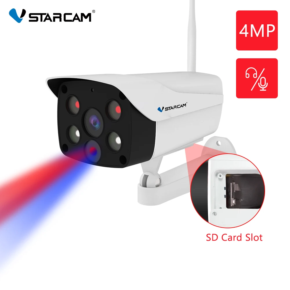 Vstarcam 4MP Wifi Camera Outdoor Full Color Night Vision Wifi Camera Sound & Light Double Warming  Surveillance Security Camera