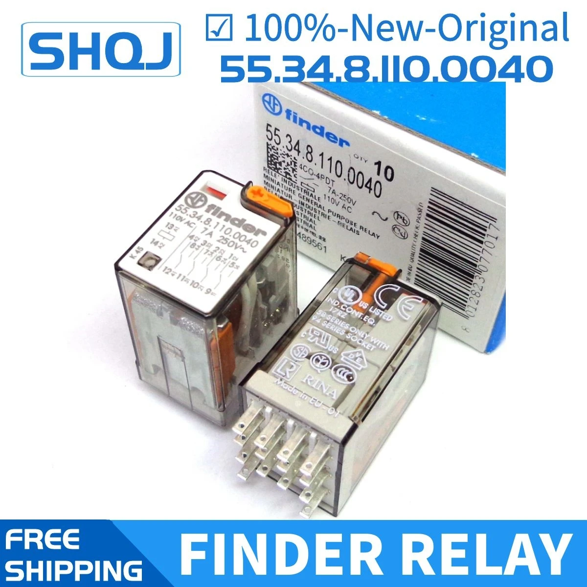 Relais FINDER 55.34.8.110 - 14 Broches, 110V AC - Usage Général