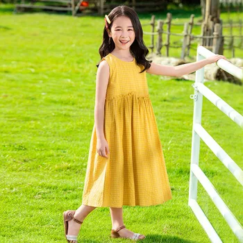 

YourSeason 2020 New Summer Toddler Loose Sundress Kids Plaid Sleeveless Baby Princess Dresses Children Girl Midi Sweet Dress