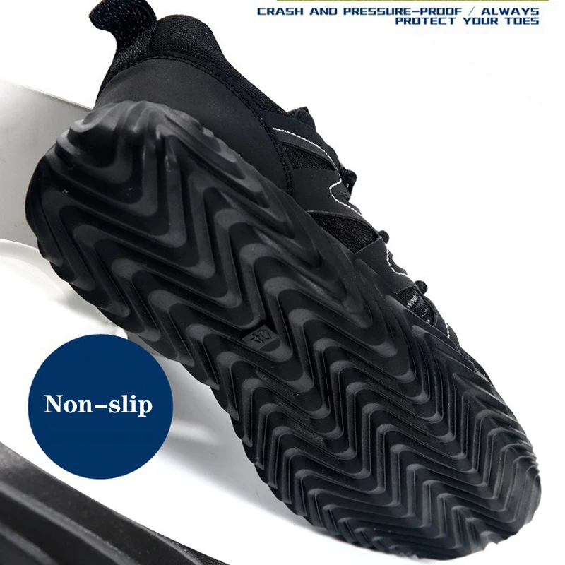 Outdoor Breathable Fly-knit Work Shoes; Non-slip Deodorant Men's Boots; Anti-smashing Anti-piercing Indestructible Safety Shoes