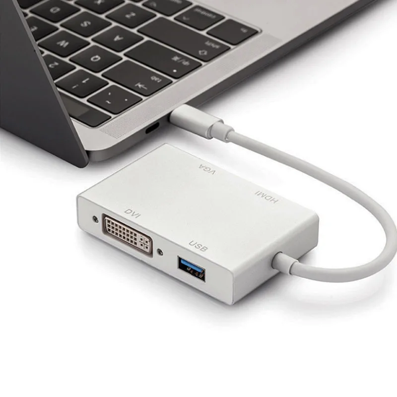Type-c-hdmi+ vga+ dvi+ usb3.0 4в1 док-станция usb-c 4в1 адаптер