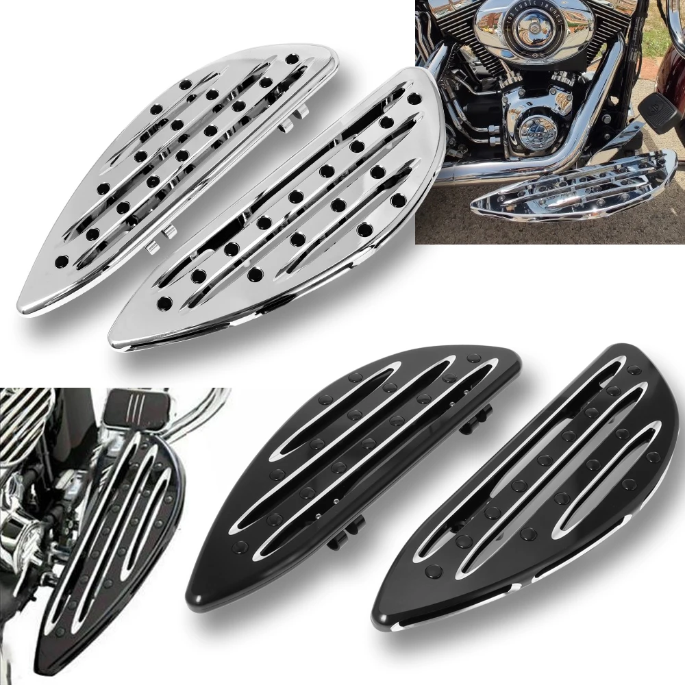 Motorcycle CNC Driver Floorboard Front Footrest Footpegs Pedal Black