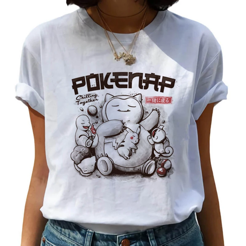 

New Pokemon Go Harajuku Kawaii T Shirt Women Ullzang Pikachu Funny Cartoon T-shirt 90s Cute Tshirt Korean Style Top Tees Female