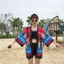 Женский кардиган Харадзюку, японское кимоно, Азия, летняя рубашка с цифровым принтом, топы, повседневные женские кимоно каваи, кимоно юката, косплей