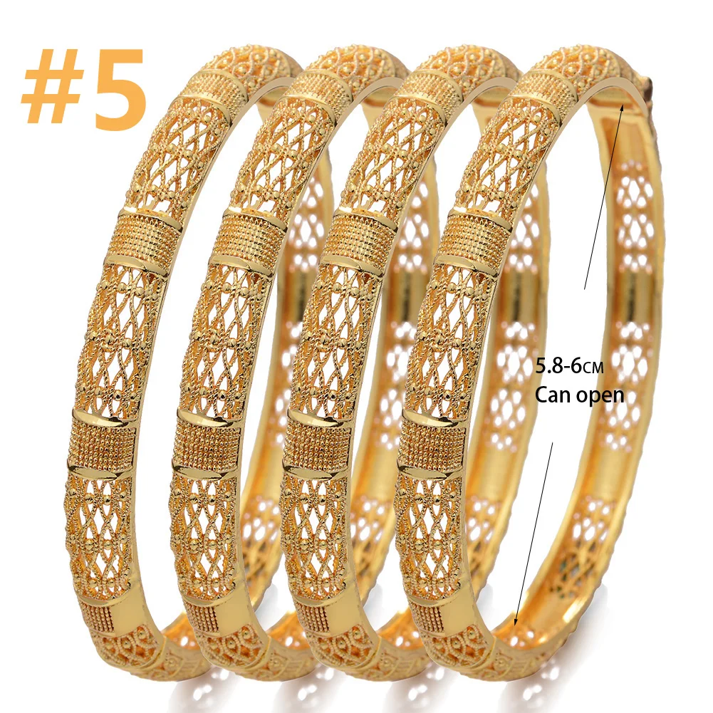 Luxury Ladies Circle Bracelets Bangles Accessories Present O-W 4 Piece 18K Gold Pated Women Bangle Jewelry