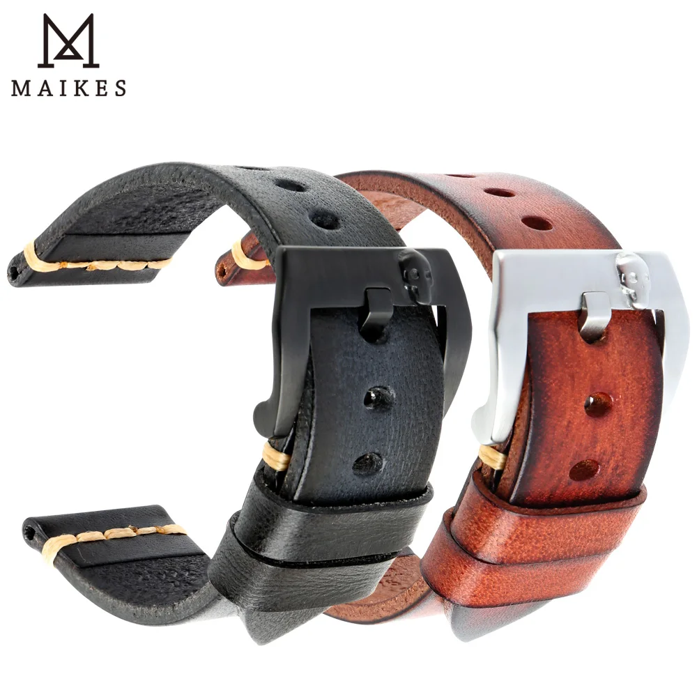 Аксессуары для часов Maikes, Ремешки для наручных часов из натуральной кожи, 18 мм, 19 мм, 20 мм, 22 мм, 24 мм, сменные Ремешки для наручных часов, браслеты для rolex_watch