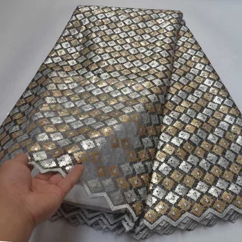 

2019High Quality Sequins Lace Fabric Gold And Silver African Lace Fabric Wedding French Tulle Mesh Lace Fabric Nigerican Wedding