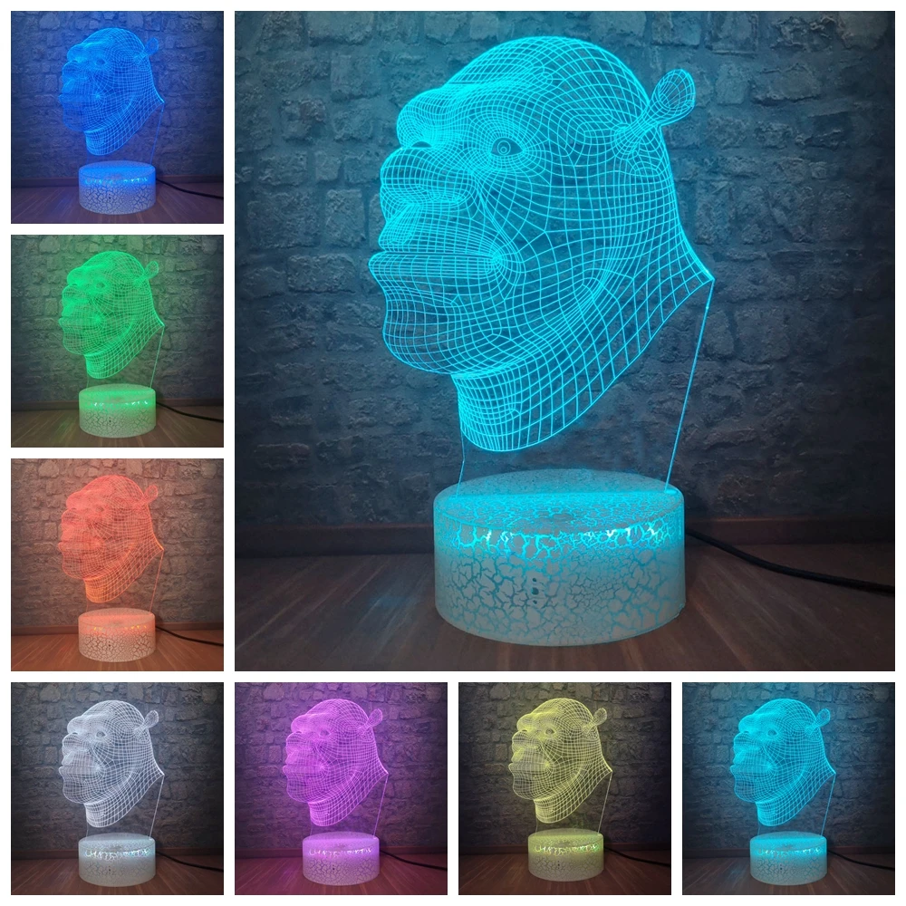 DC Comic Movie Figure Shrek Ночник светильник для детской спальни luminaria акриловый 3D LED Usb