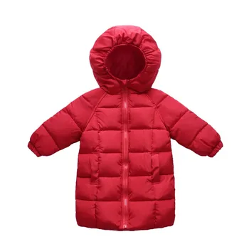 

boys and girls' cotton jackets Korean casual fashion Winter mid-length children's hooded down jacket to keep warm and thicken