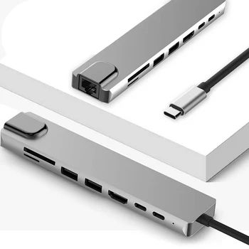 

8-In-1 Type C Hub USB C to HDMI USB 3.0 Ports USB 2.0 Port SD/TF Card Reader USB-C Power Delivery for MacBook Pro 3.1 Splitter