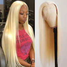 613 koronkowa peruka z przodu Glueless Frontal peruki z ludzkich włosów przezroczysta koronkowa peruka na przód blond brazylijska prosta 180 gęstość Virgin