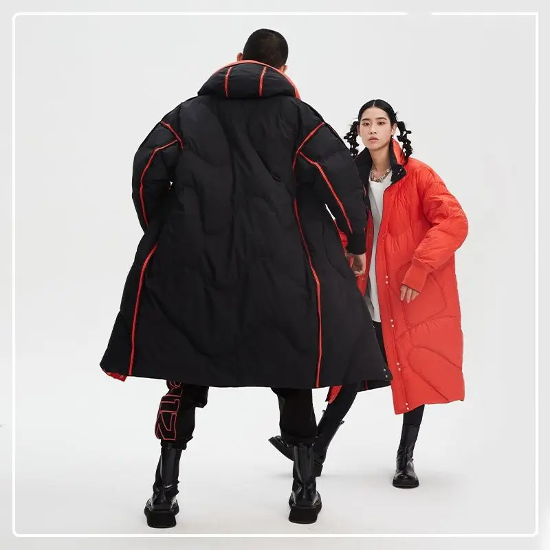 Long down jacket for women in 2021 thickened to keep out the cold doublesided celebrity couples hooded waterproof quality coat