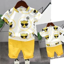 Лидер продаж, брендовая одежда для мальчиков Детская летняя одежда для мальчиков комплект одежды для мальчиков с героями мультфильмов, t-shit+ штаны хлопок, от 2 до 6 лет