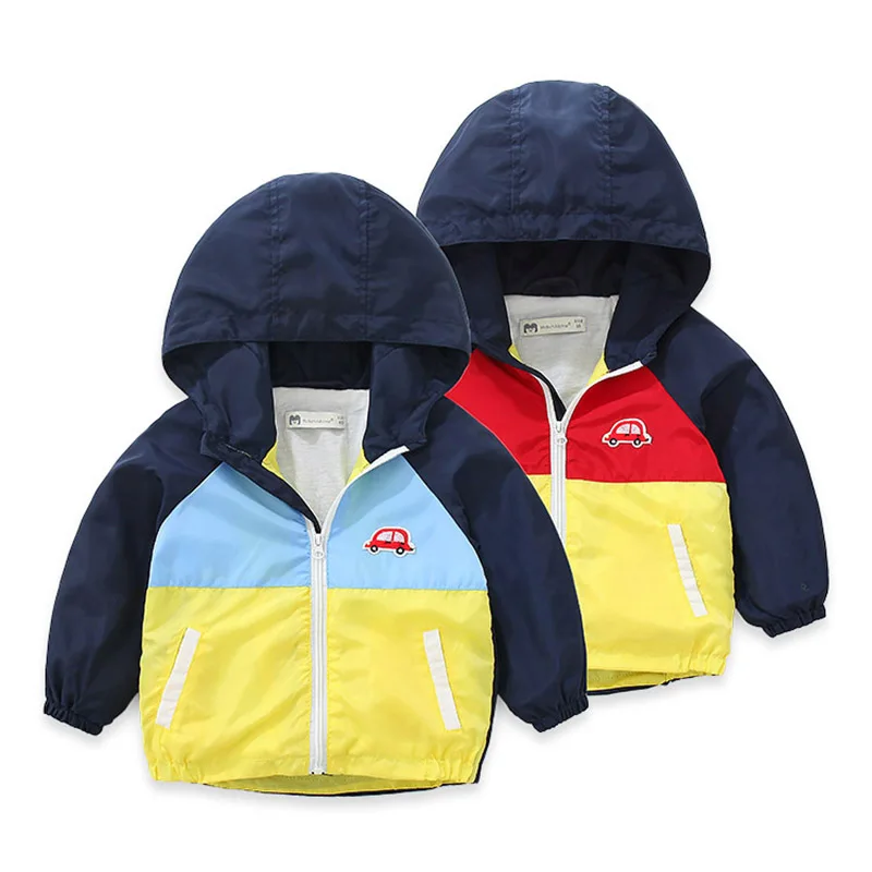 

Spring Kids Coat Hooded Windbreaker Children Outerwear Baseball Boys Girls Jackets For 3-8 Years Coats Thin Stitching Color