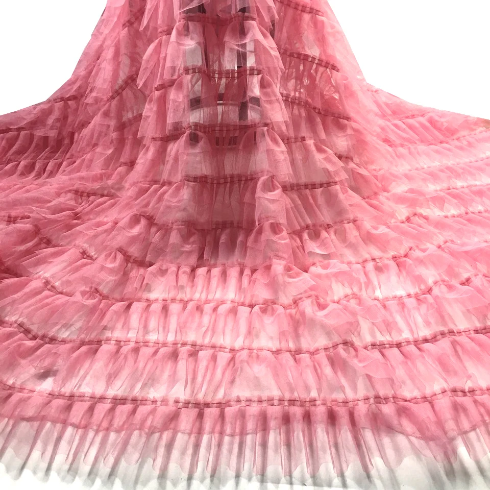 Африканская кружевная ткань розовое высокое качество кружева с 3d, нигерийские кружевные ткани для платья новейший французский Тюль белая кружевная ткань