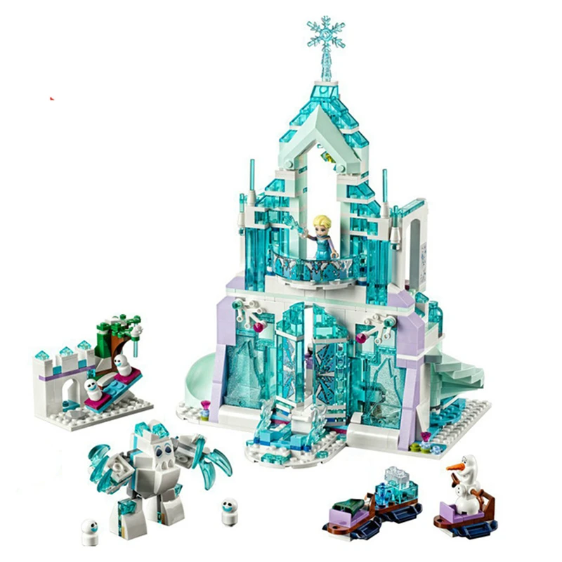 

731pcs Snow World Series Elsa`s Magical Ice Castle Set Girls Building Blocks Bricks Toys Girl Friend Compatible Legoinglys
