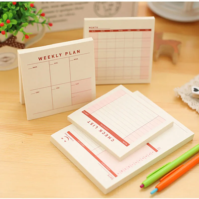 Kawaii месяц еженедельник 2020 To Do List повестки дня милые Блокнот клейкий стикер для
