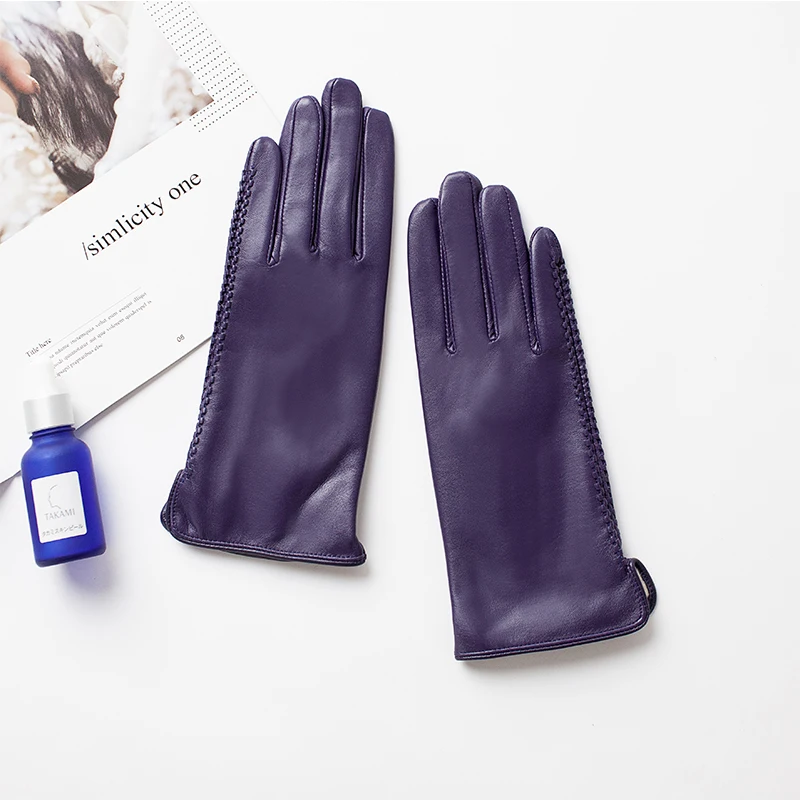 

Real Leather Gloves Female Winter Plus Velvet Thermal Driving Windproof High Quality Goatskin Women Gloves Free Shipping K22A