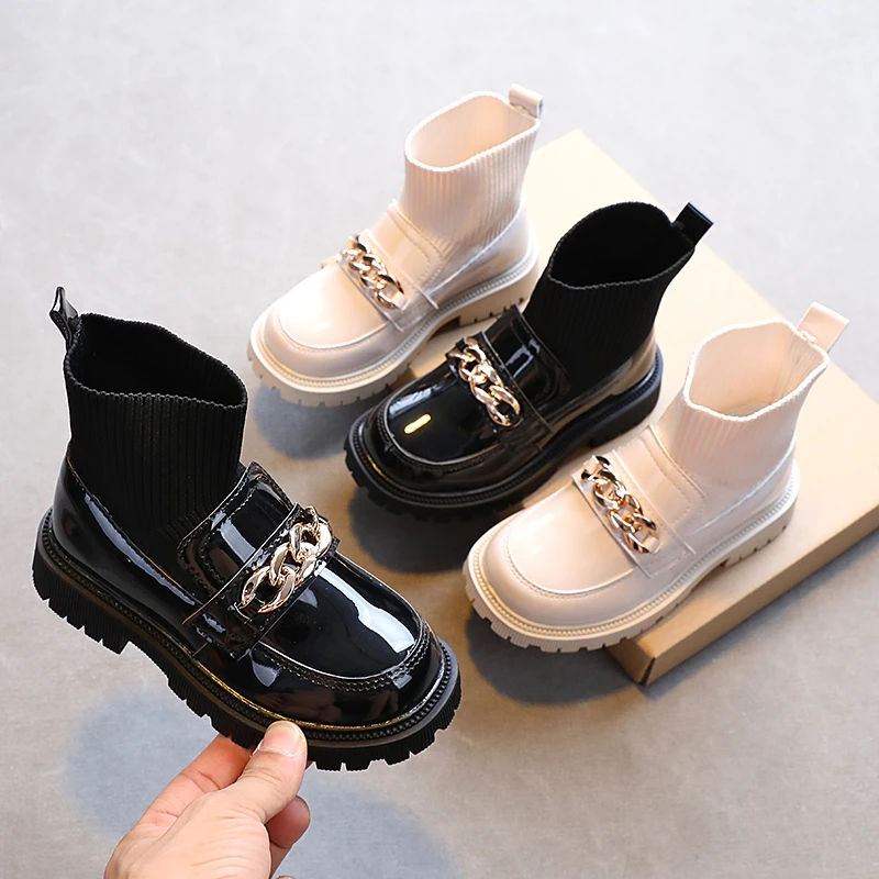 

Kids Fashion Mid-tube Martin Boots Winter New Style Children's Shoes Non-slip Rubber Metal Botas De Mujer 2022