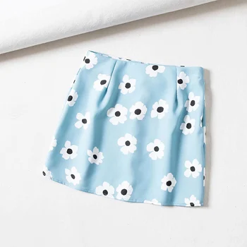 

Daisy Skirt Women High Waist Harajuku Skirts Summer Streetwear Women's A-line Skirts 2020 Fashion Blue With Zipper Bottoms Lady