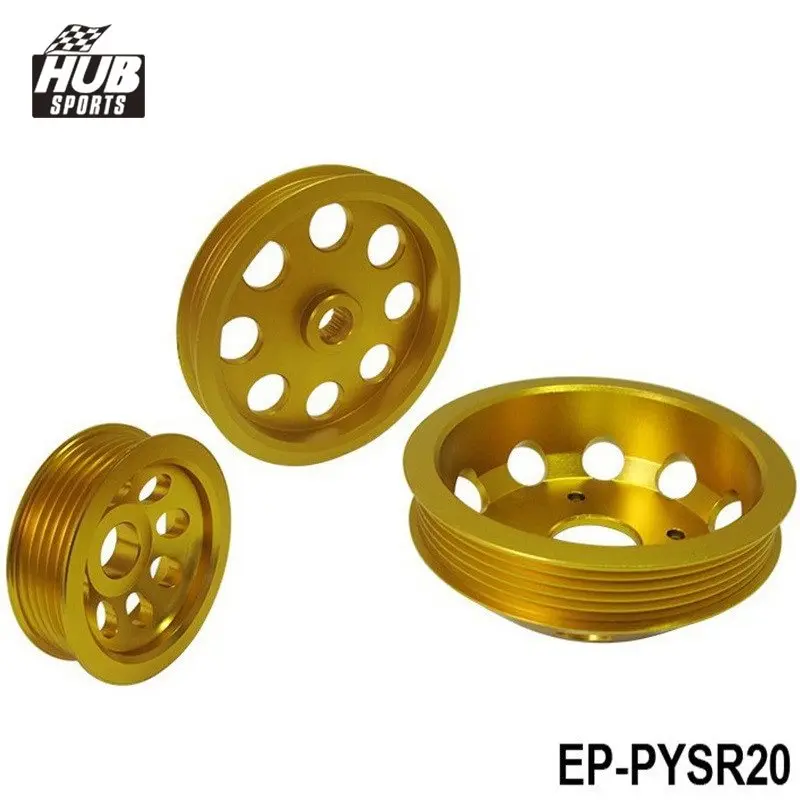 FOR NISSAN 240SX S14 SR20 Jdm GOLD HIGH PERFORMANCE PULLEY KIT CRANK UNDERDRIVE HU-PYSR20