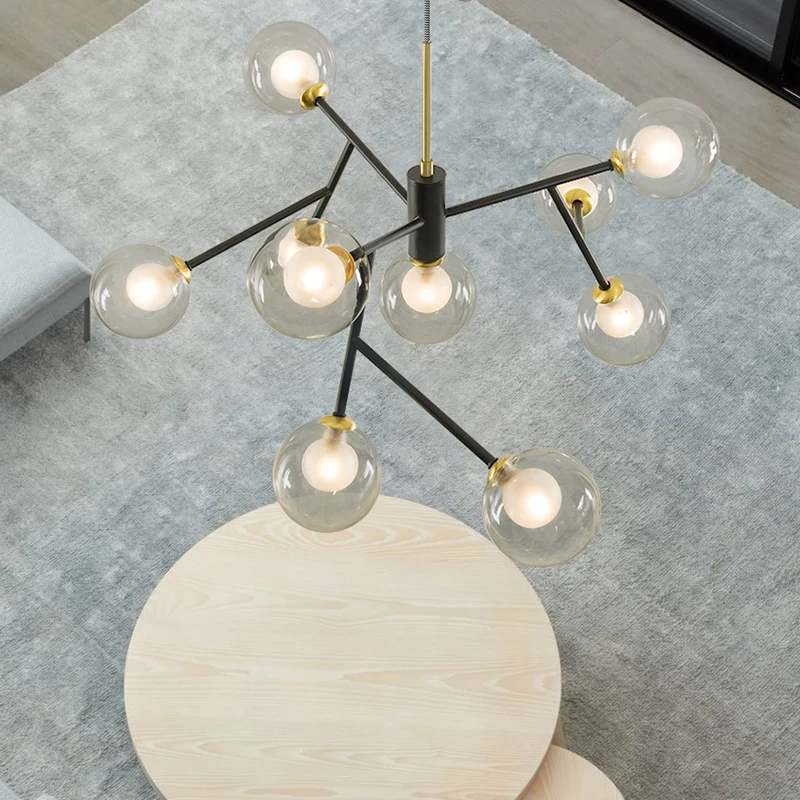 Lustra lampa современный прозрачный/дымчатый серый стеклянный подвесной светильник для гостиной, спальни светодиодный подвесной светильник для ресторана