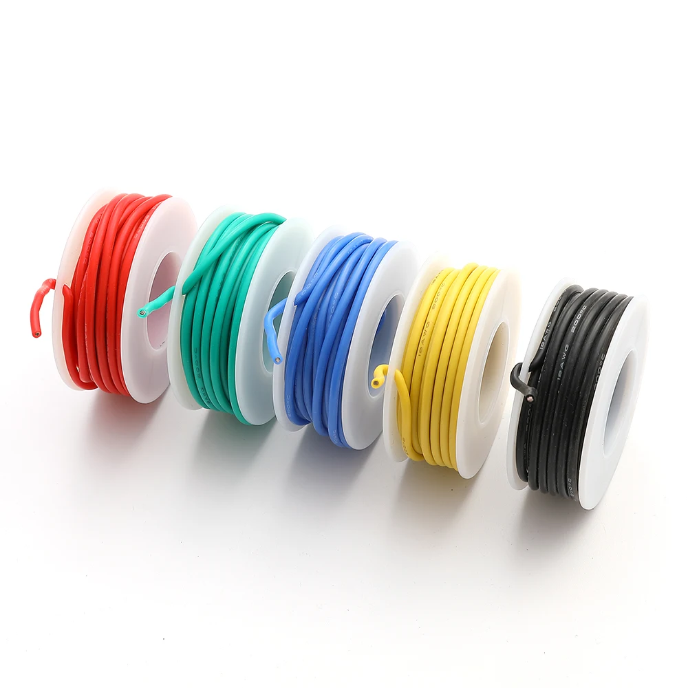 30/28/26/24/22/20/18awg flexible silicone wire and cable 5 colors mixed 1 box 2 packs of wire and copper wire DIY