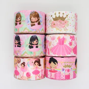 

5 yards 1.5'' 38MM Ballet Girls Printed Grosgrain Ribbons For Hair Bows DIY Handmade Materials Y202081701