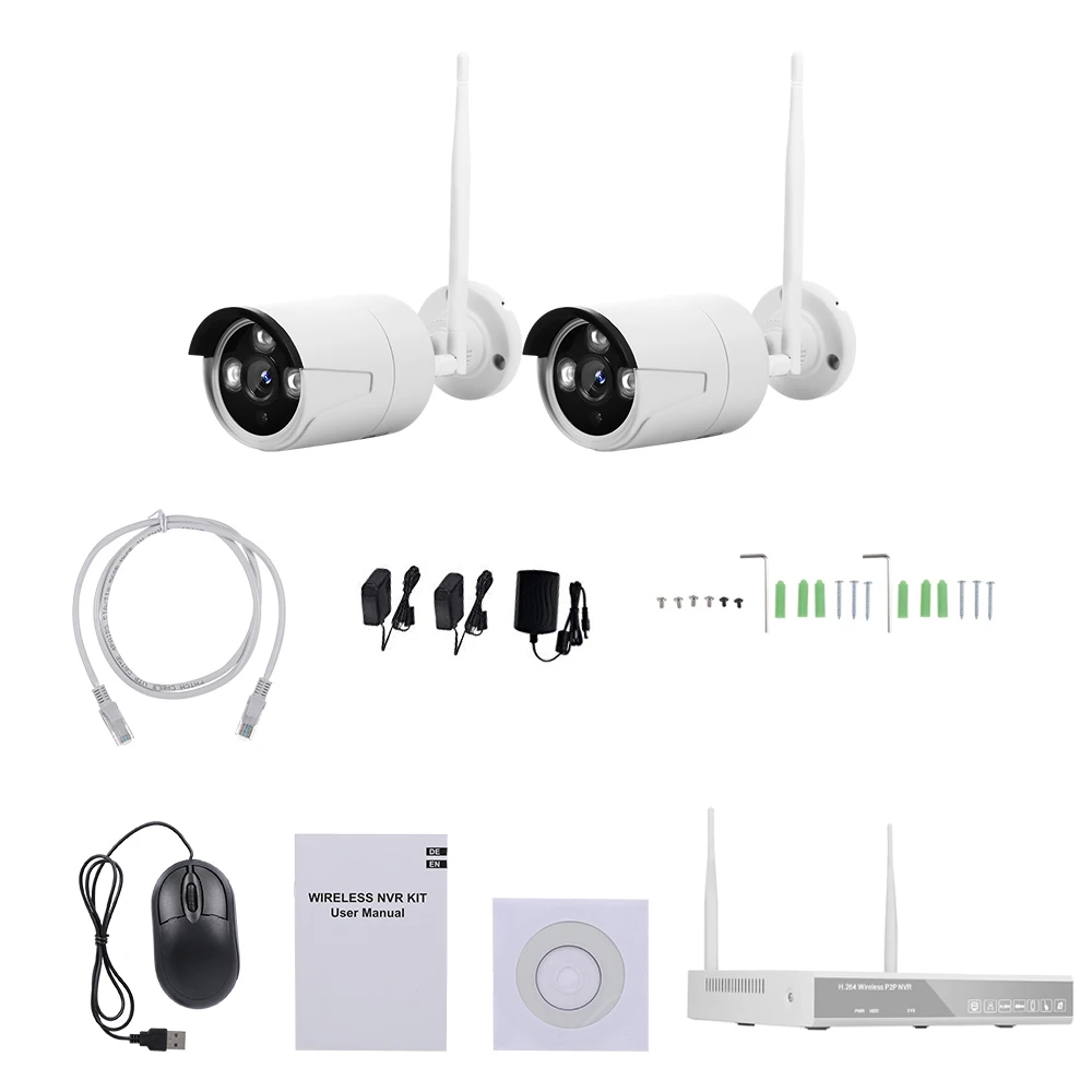 Беспроводной NVR комплект 4CH NVR+ 2 камеры s 2MP 1080P HD wifi домашний монитор для камеры слежения ночного видения P2P система видеонаблюдения