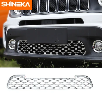 

SHINEKA Styling Mouldings ABS Car Front Bumper Grille Decoration Cover Stickers for Jeep Renegade 2019+ Exterior Accessories